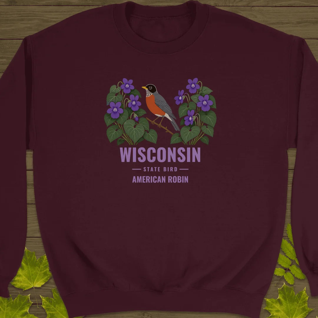 Wisconsin State Bird Sweatshirt in Maroon
