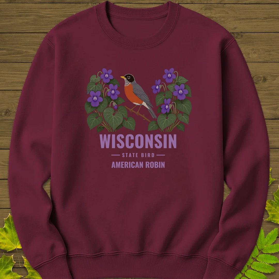 Wisconsin State Bird Sweatshirt in Maroon