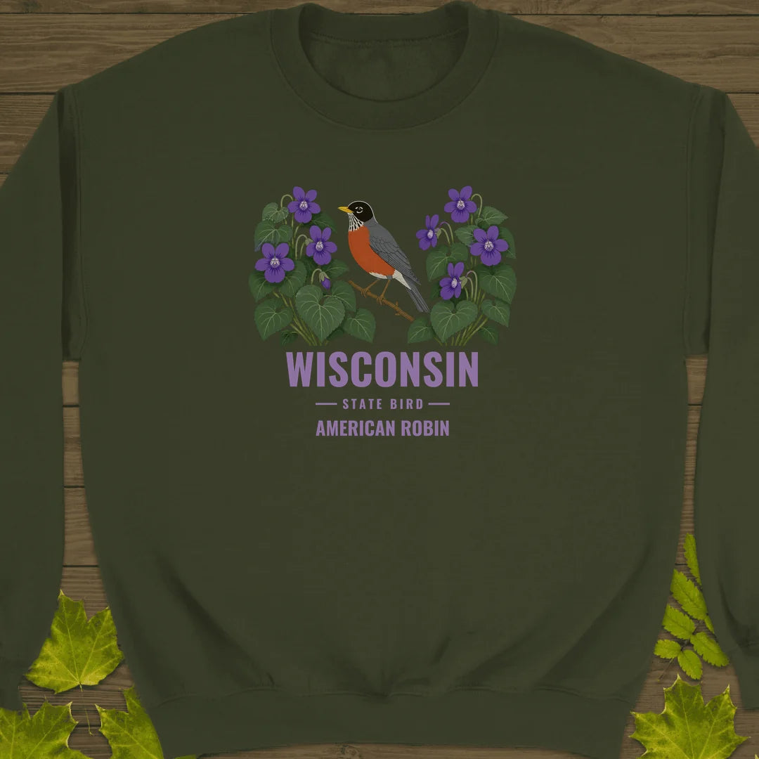 Wisconsin State Bird Sweatshirt in Military Green