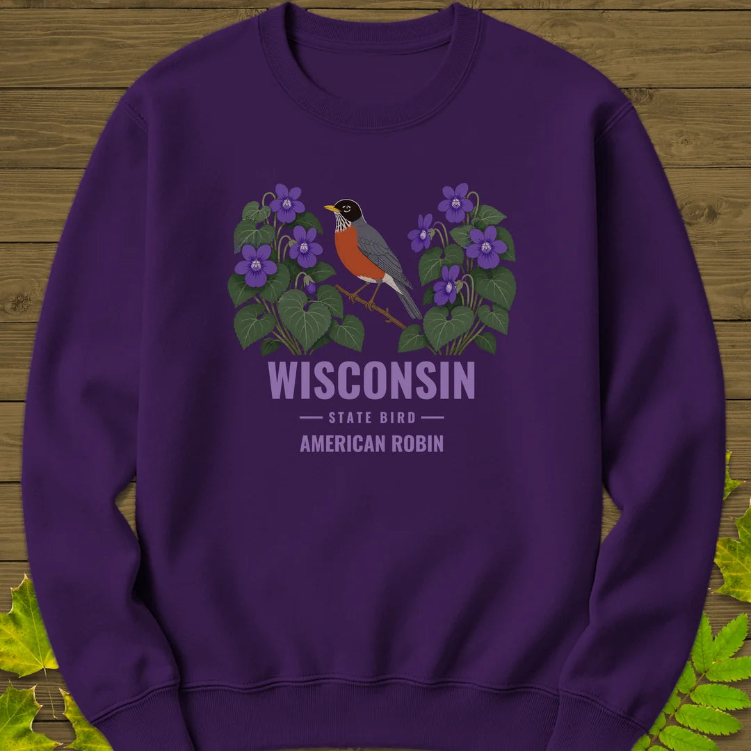 Wisconsin State Bird Sweatshirt in Purple