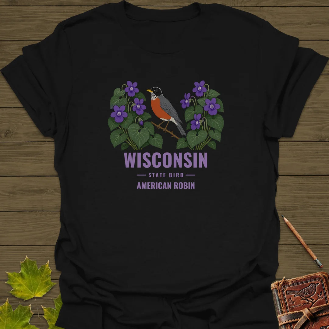 Wisconsin State Bird T-Shirt in Black
