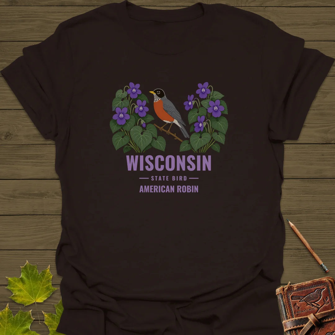 Wisconsin State Bird T-Shirt in Dark Chocolate