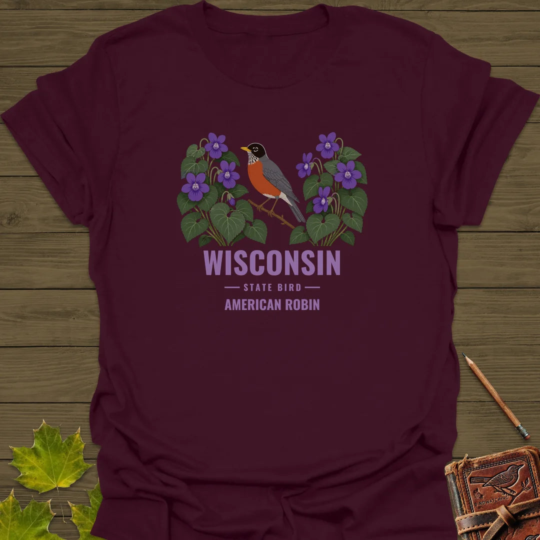 Wisconsin State Bird T-Shirt in Maroon