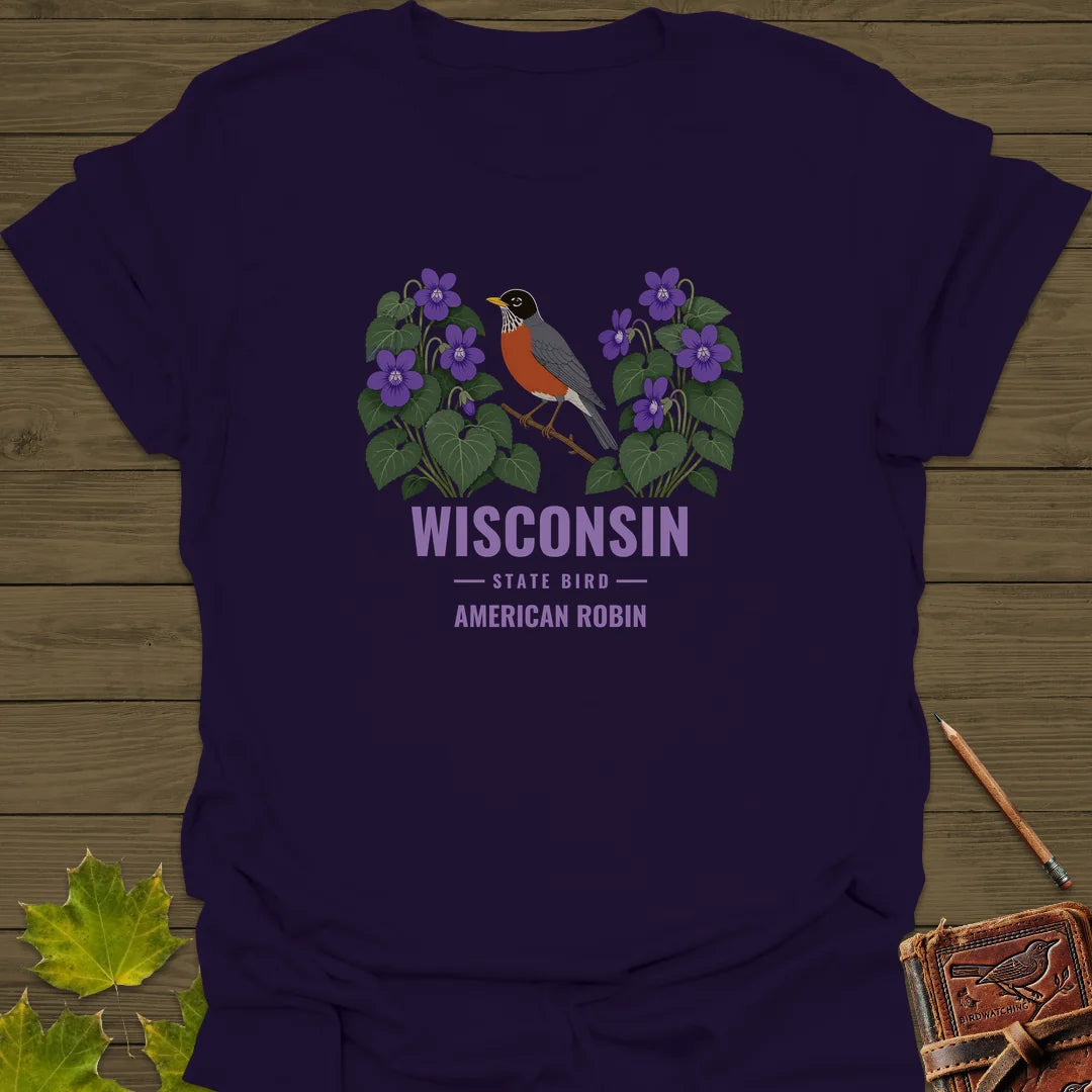 Wisconsin State Bird T-Shirt in Purple