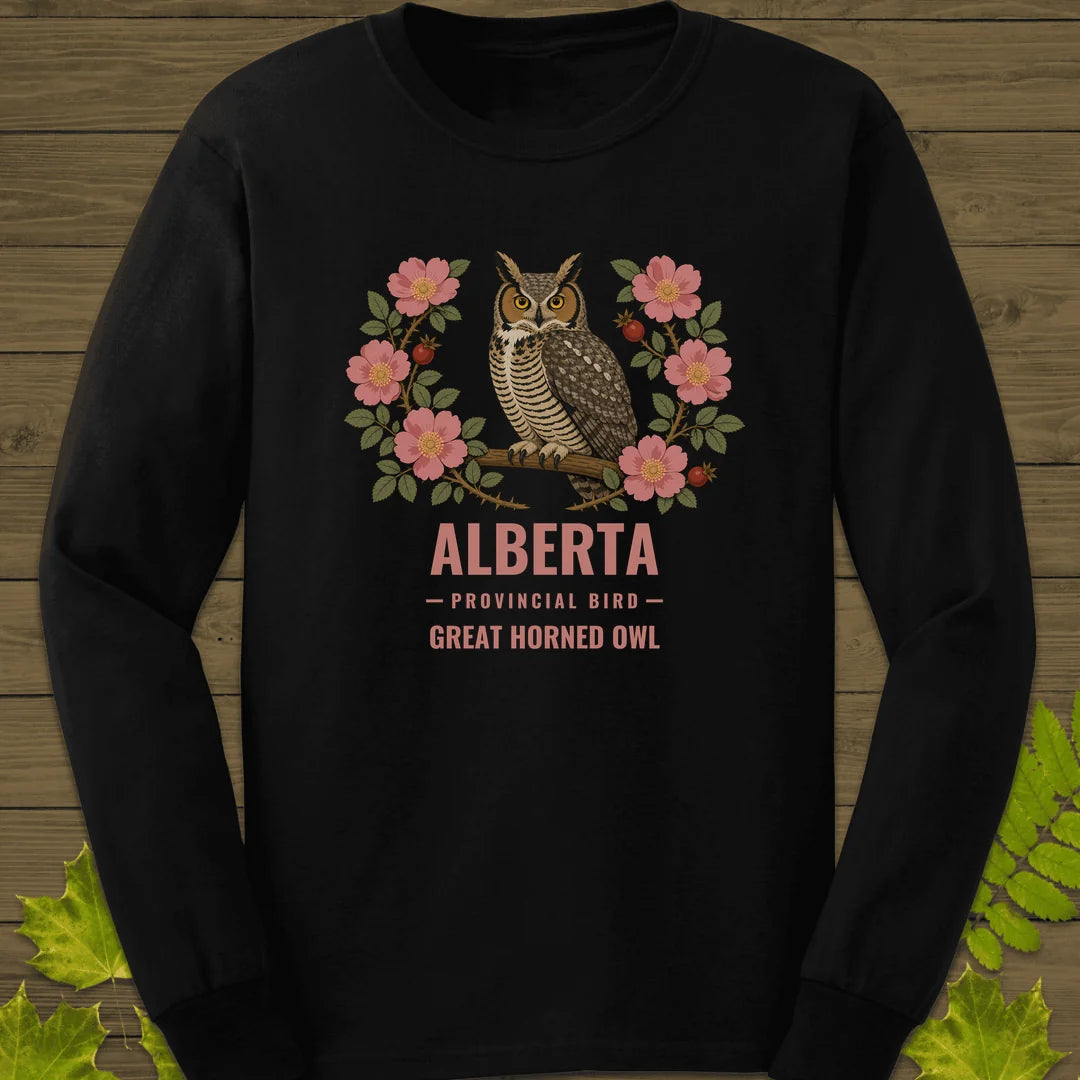 Alberta Provincial Owl Long Sleeve in Black