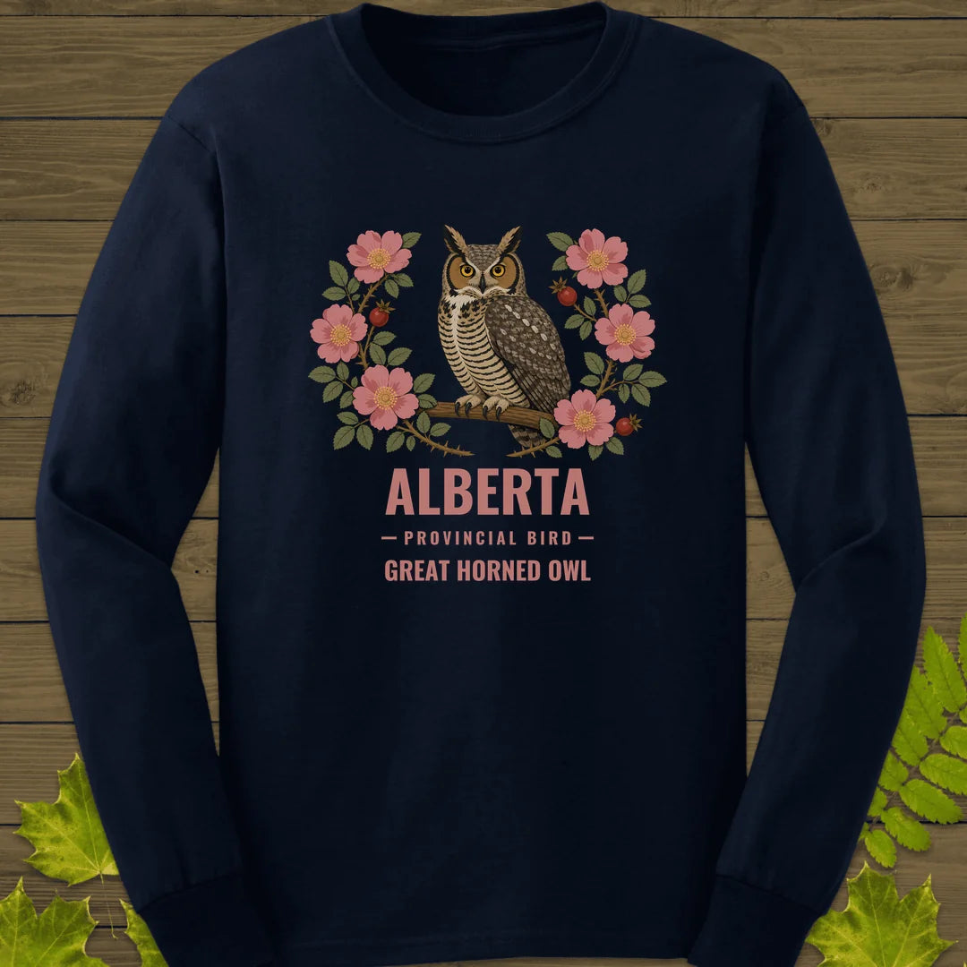 Alberta Provincial Owl Long Sleeve in Navy