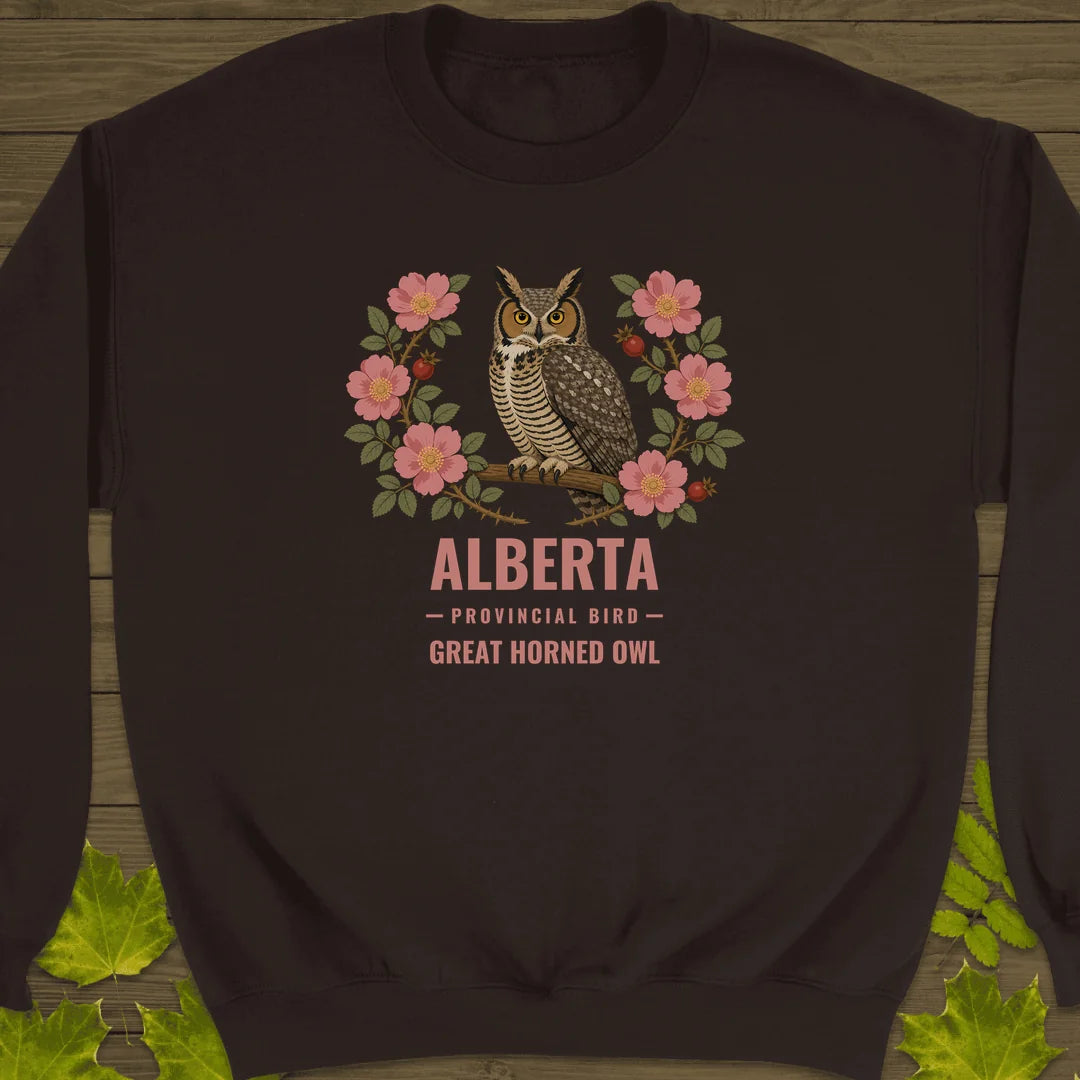 Alberta Provincial Owl Sweatshirt in Dark Chocolate