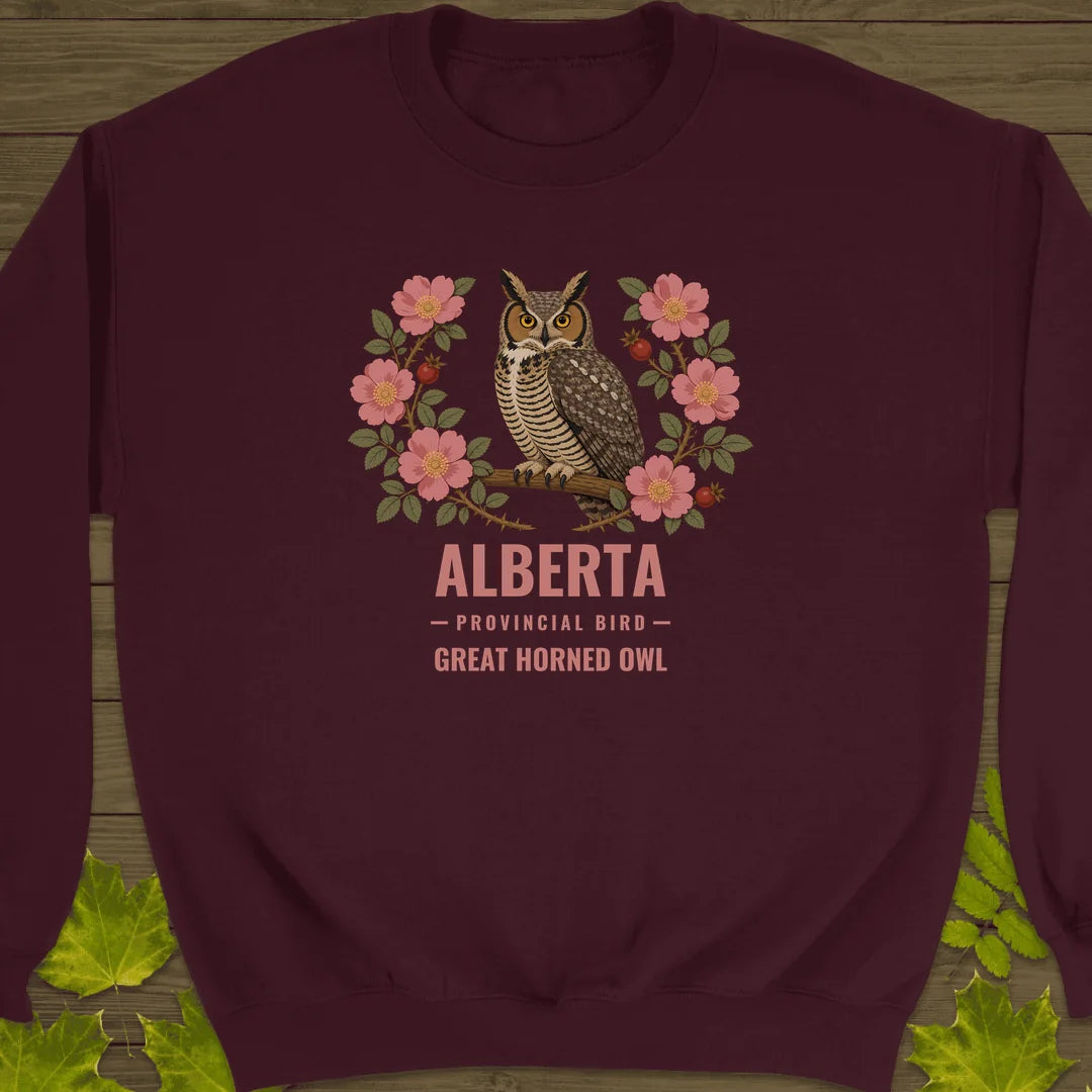 Alberta Provincial Owl Sweatshirt in Maroon