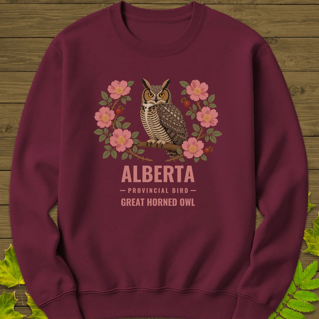 Alberta Provincial Bird Sweatshirt in Maroon