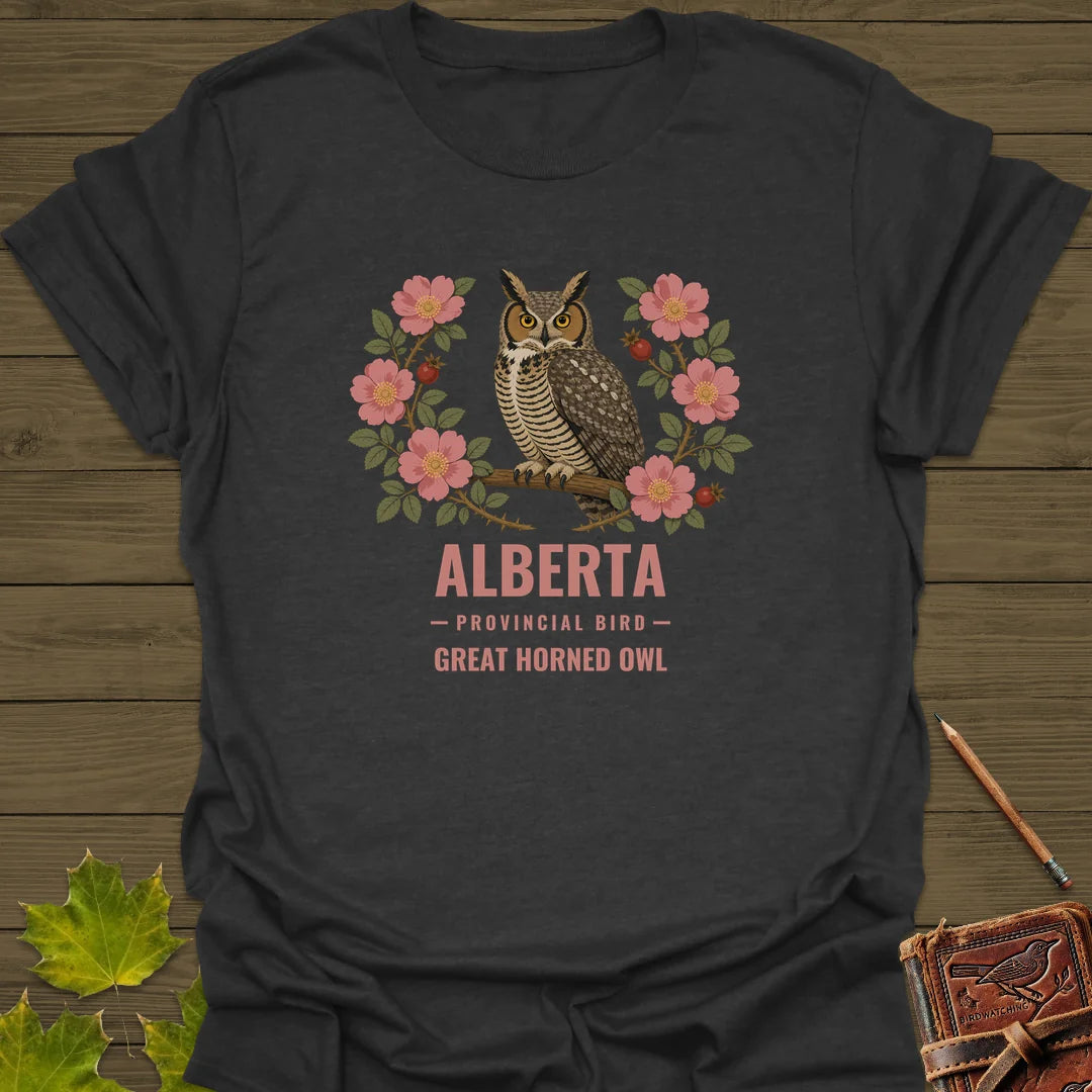 Alberta Provincial Owl T-Shirt in Dark Heather