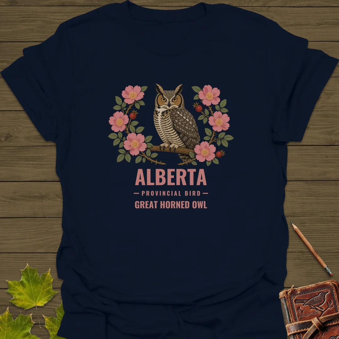 Alberta Provincial Owl T-Shirt in Navy