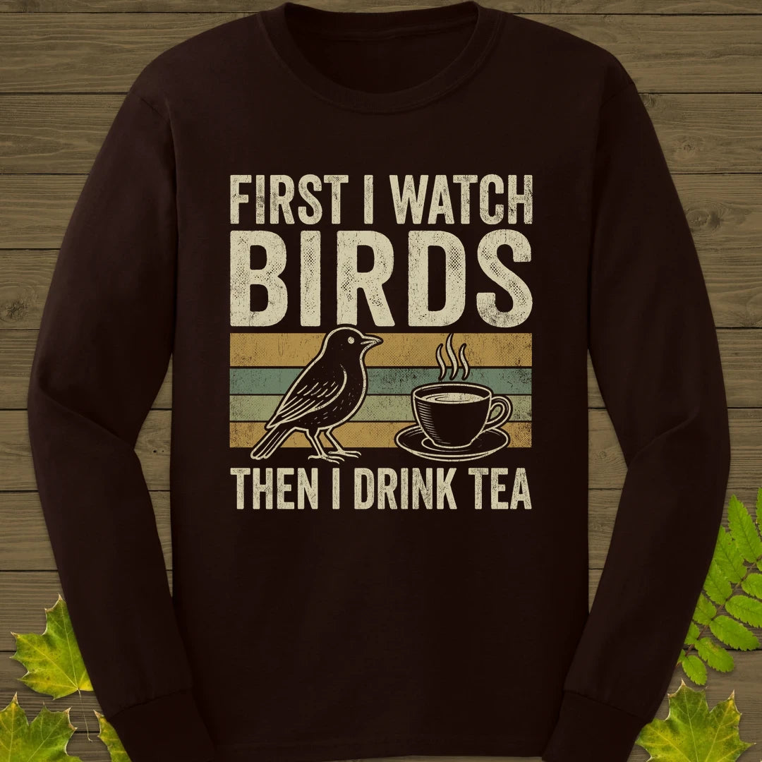 Birds Then Tea Long Sleeve Dark Chocolate