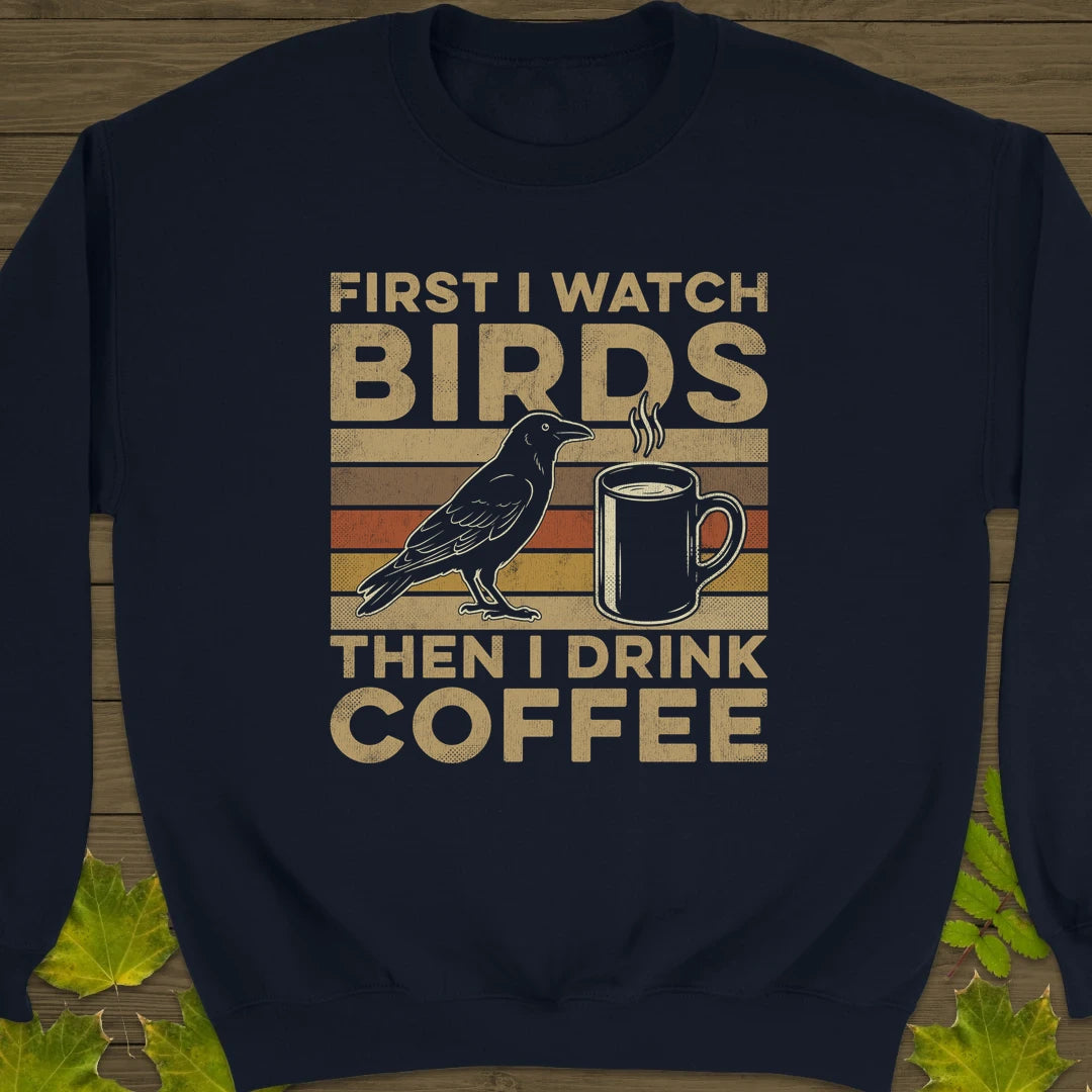 Birds Then Coffee Sweatshirt Navy