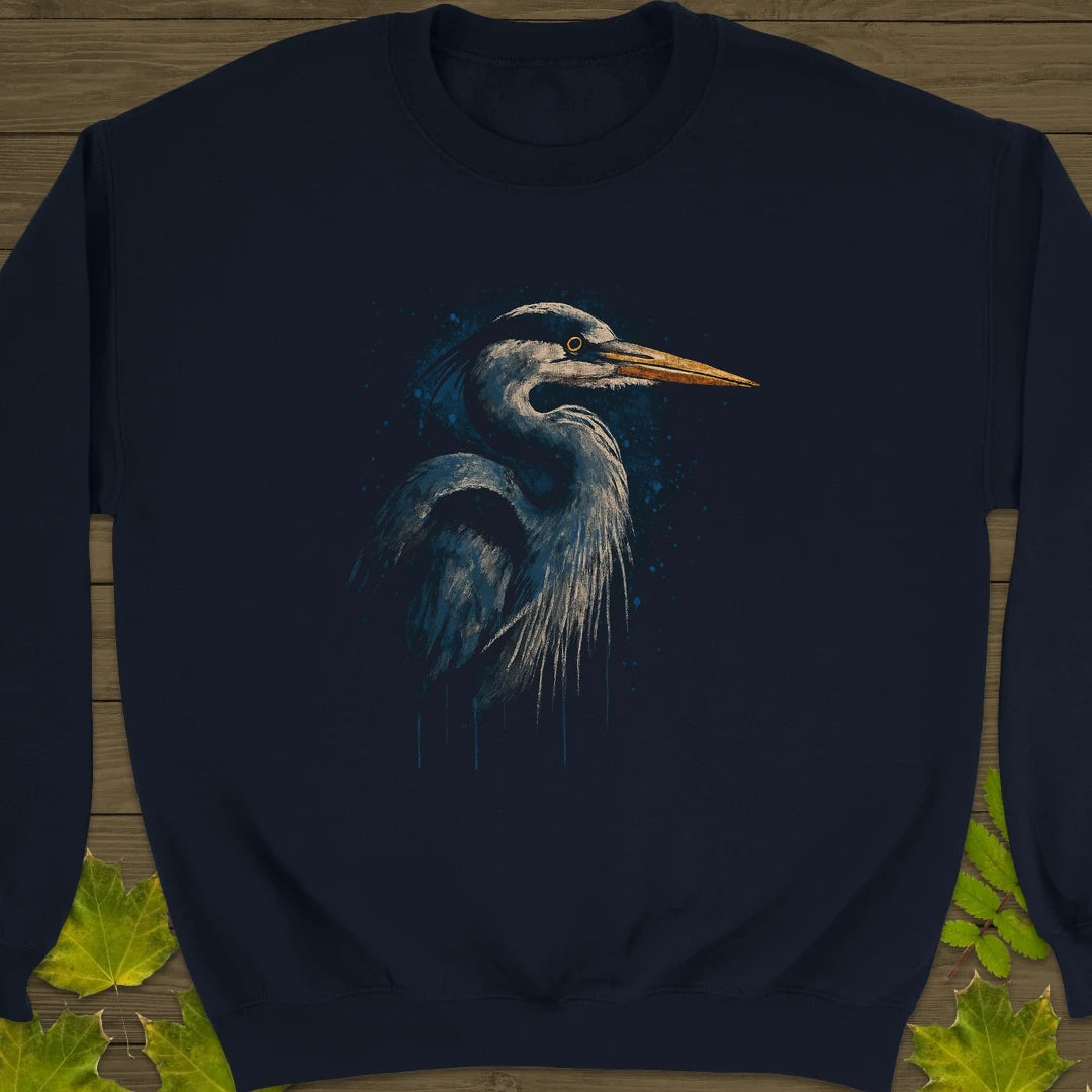 Great Blue Heron Art Sweatshirt Navy