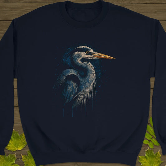 Great Blue Heron Art Sweatshirt Navy