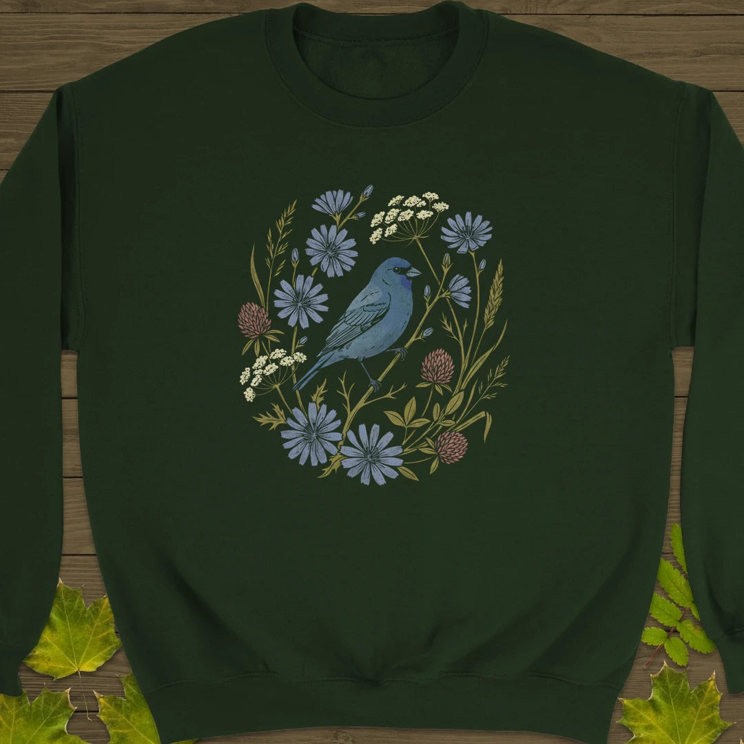 Indigo Bloom Sweatshirt Forest Green