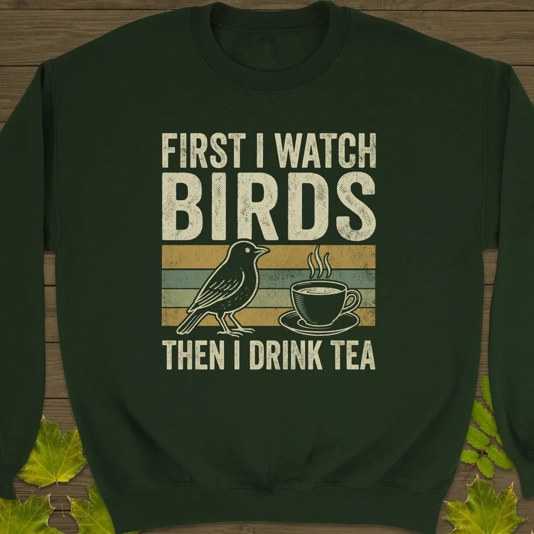 Birds Then Tea Sweatshirt Forest Green
