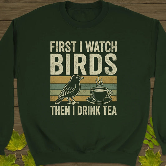 Birds Then Tea Sweatshirt Forest Green