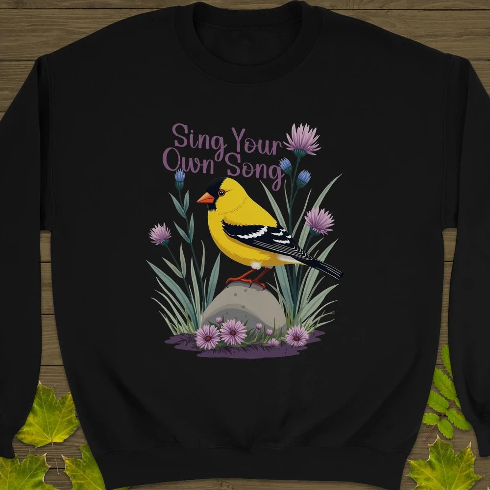 Sing Your Song Goldfinch Crewneck Sweatshirt Black