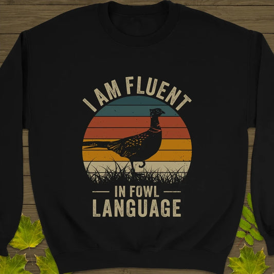 Fluent In Fowl Language Crewneck Sweatshirt Black