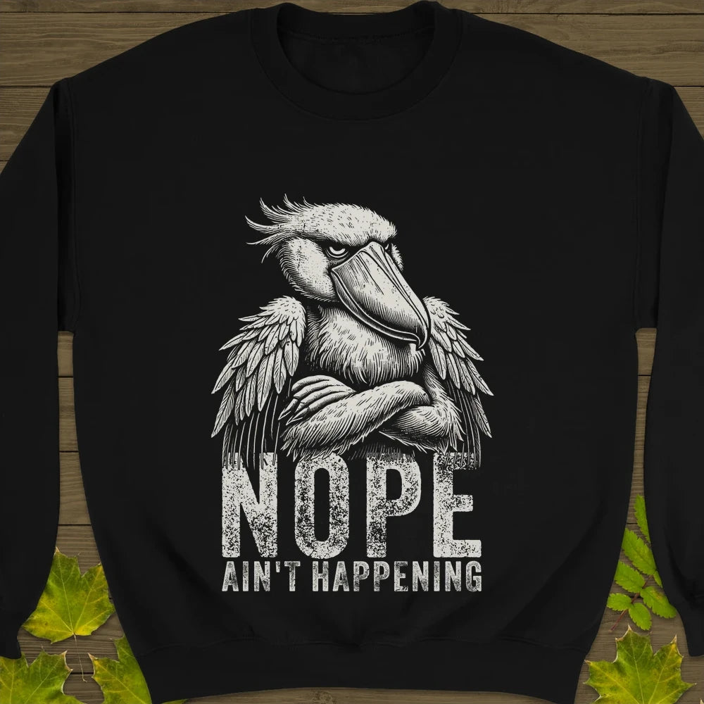 Nope - Grumpy Stork Crewneck Sweatshirt Black