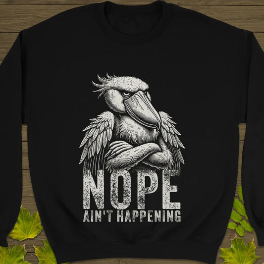 Nope - Grumpy Stork Crewneck Sweatshirt Black
