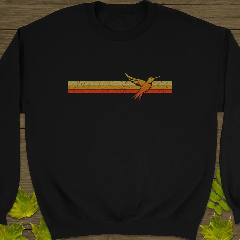 Retro Stripe Hummingbird Crewneck Sweatshirt Black
