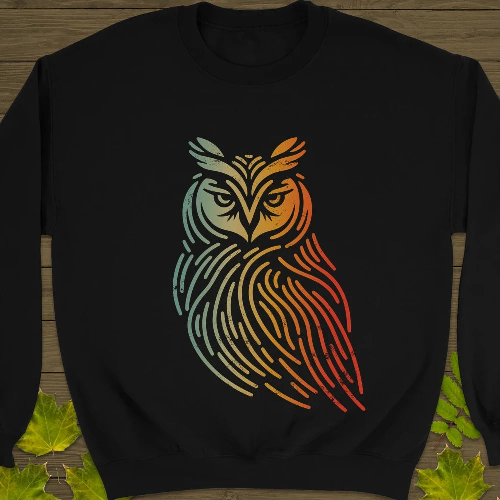 Modern Owl Silhouette Crewneck Sweatshirt Black