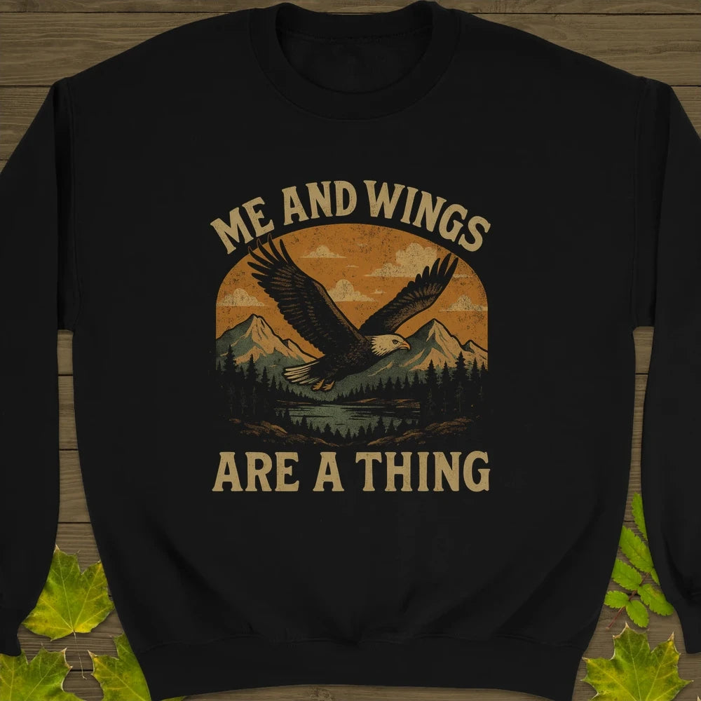 Me and Wings Crewneck Sweatshirt Black