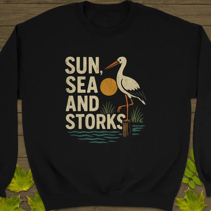 Sun, Sea and Storks Crewneck Sweatshirt Black