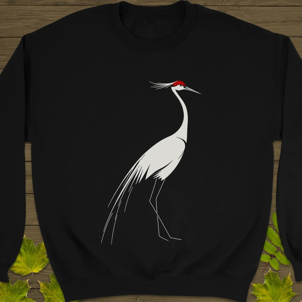 Elegant Lines Crane Crewneck Sweatshirt Black