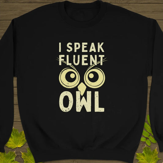 Speak Fluent Owl Crewneck Sweatshirt Black