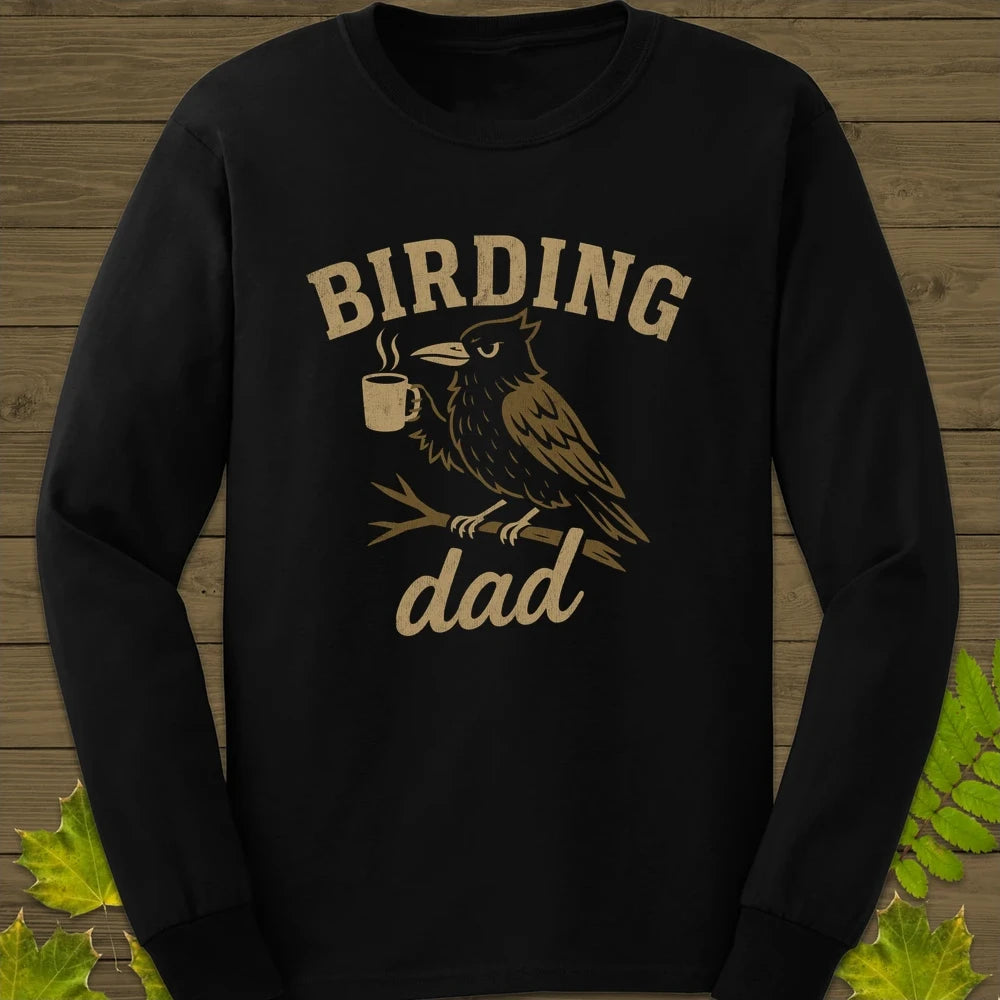 Birding Dad Long Sleeve Black
