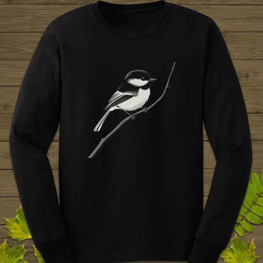 Black-Capped Chickadee Long Sleeve Black