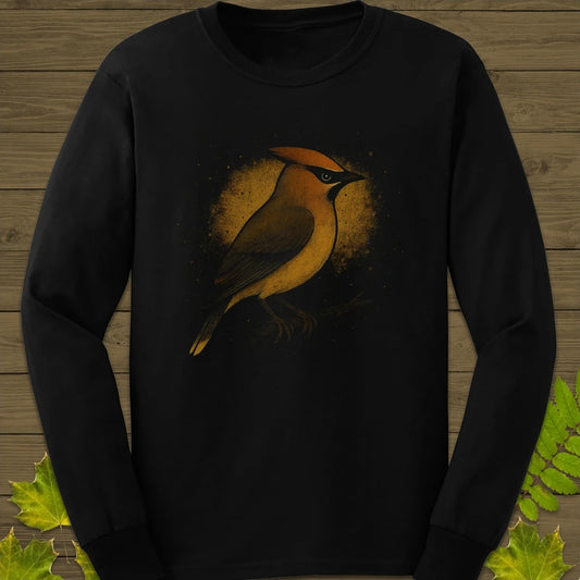 Cedar Waxwing Art Long Sleeve Black