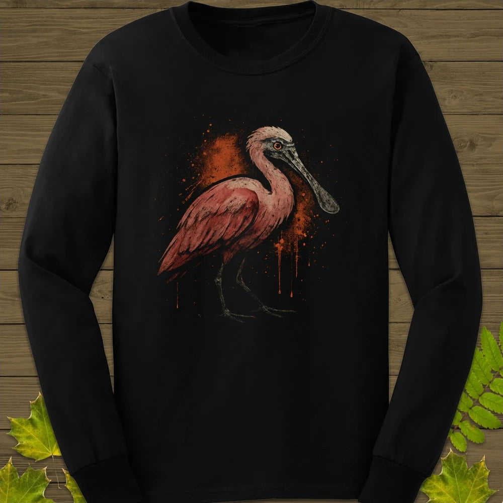 Roseate Spoonbill Art Long Sleeve Black