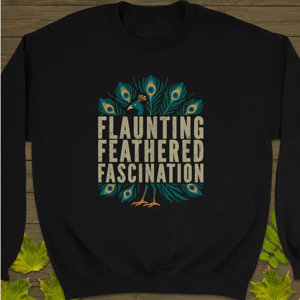 Feathered Fascination Crewneck Sweatshirt Black