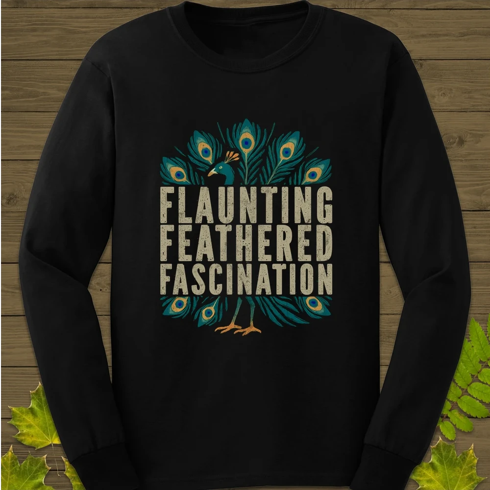Feathered Fascination Long Sleeve Black