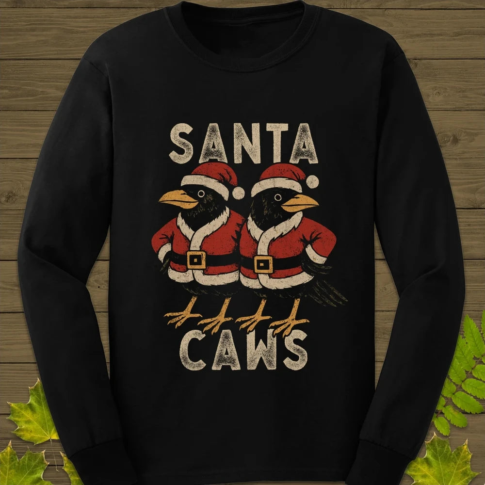 Santa Caws Long Sleeve Black