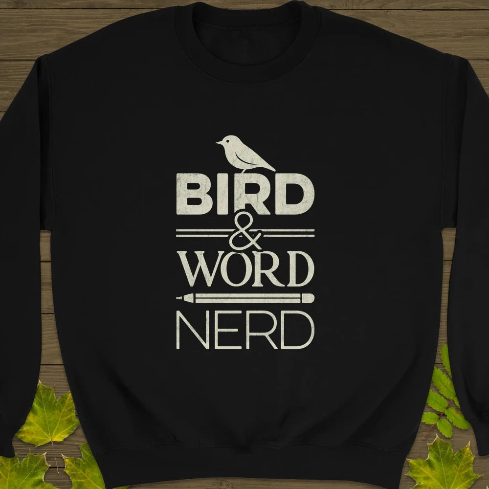 Bird Word Nerd Crewneck Sweatshirt Black