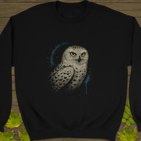 Snowy Owl Art Crewneck Sweatshirt Black