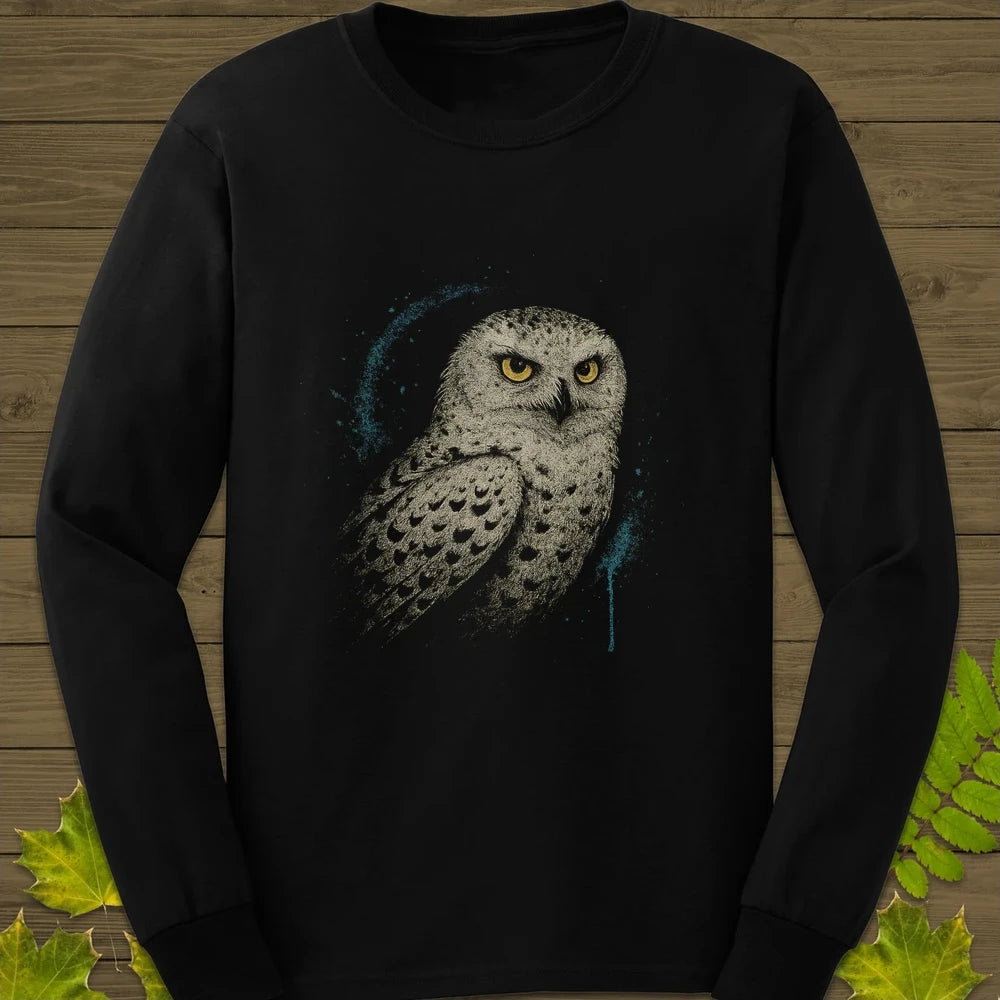 Snowy Owl Art Long Sleeve Black