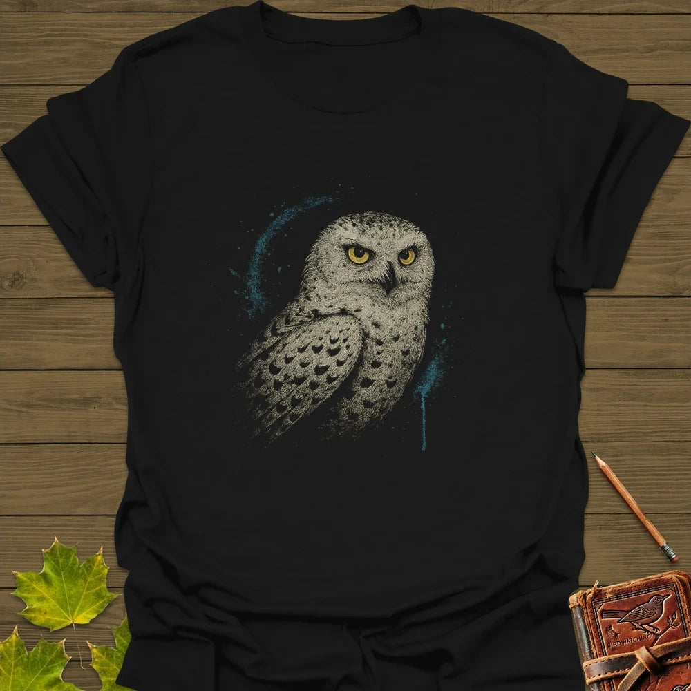 Snowy Owl Art T-Shirt Black