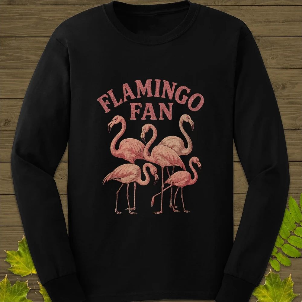 Flamingo Fan Long Sleeve Black