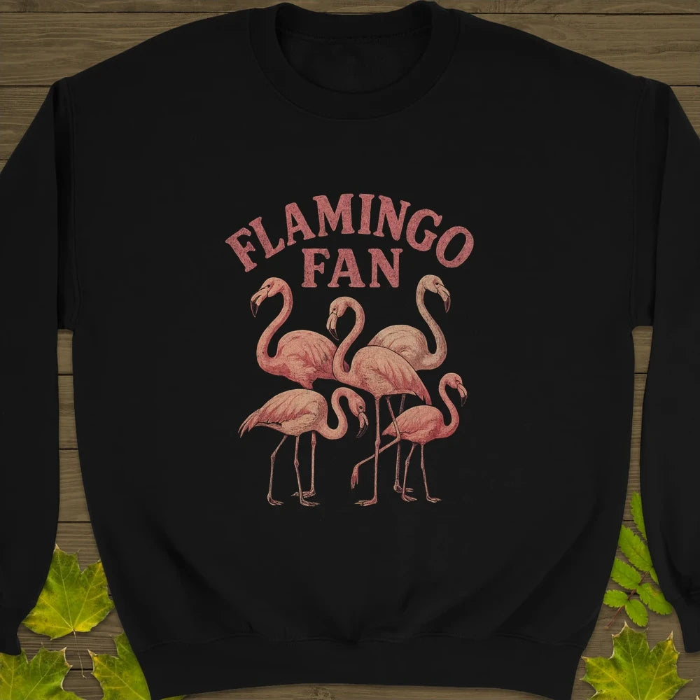 Flamingo Fan Crewneck Sweatshirt Black