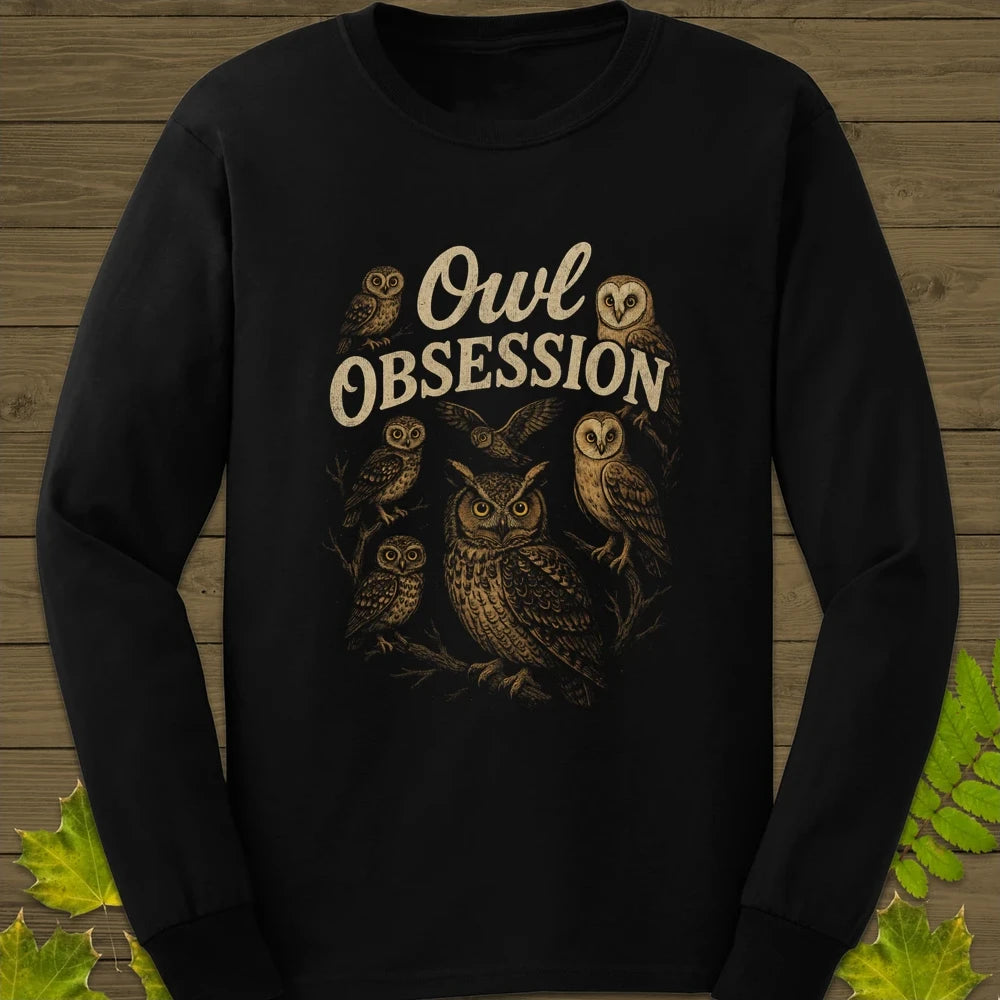 Owl Obsession Long Sleeve Black