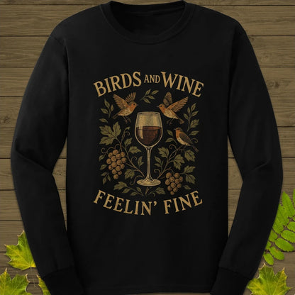 Birds and Wine Long Sleeve Black