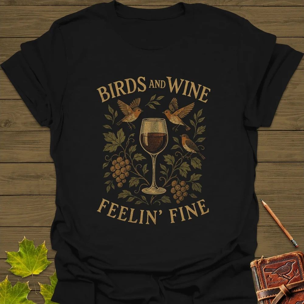 Birds and Wine T-Shirt Black