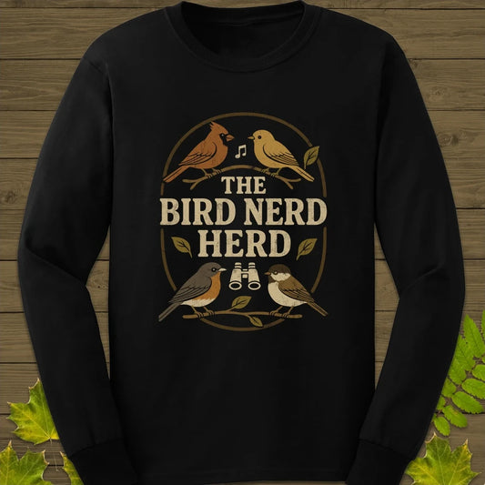 Bird Nerd Herd Long Sleeve Black