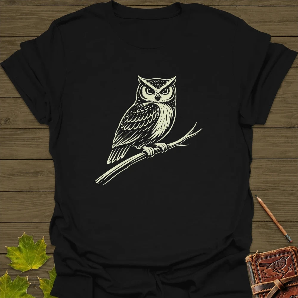 Silent Watcher Owl T-Shirt Black